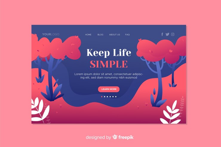 Vector gratuito landing page de naturaleza con hojas