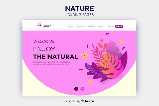 Vector gratuito landing page de naturaleza