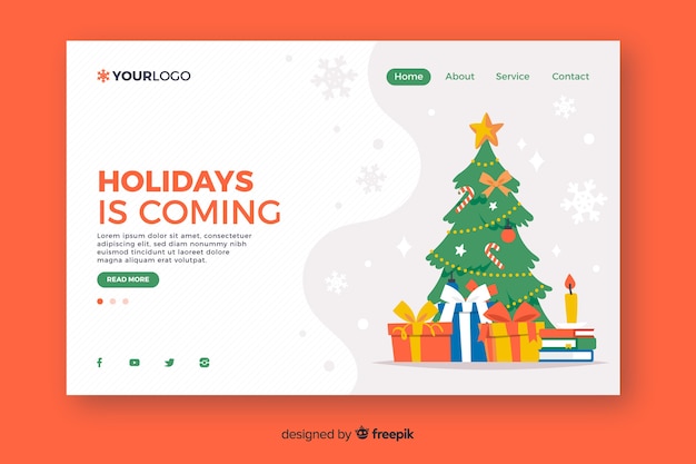 Landing page navideño en diseño plano