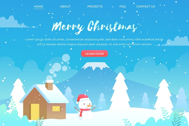 Landing page navideño en diseño plano