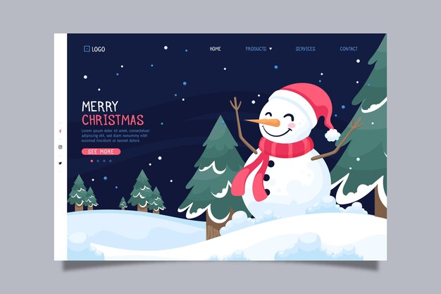 Landing page navideño en diseño plano