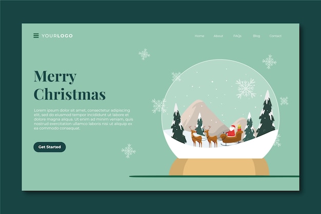 Landing page navideño en diseño plano