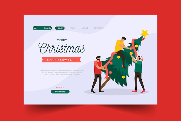 Landing page navideño en diseño plano