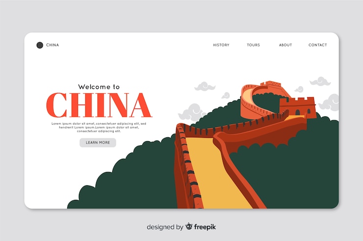 Vector gratuito landing page o página web de aterrizaje corporativa para agencia de viajes en china