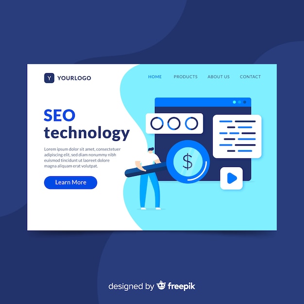 Vector gratuito landing page de optimización seo