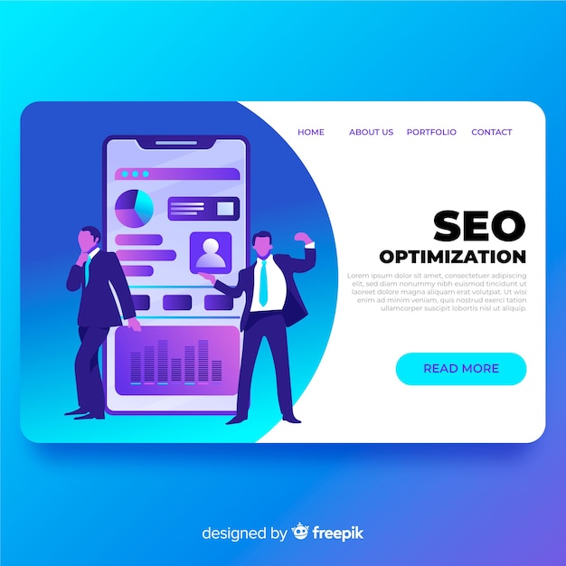 Vector gratuito landing page de optimización de seo