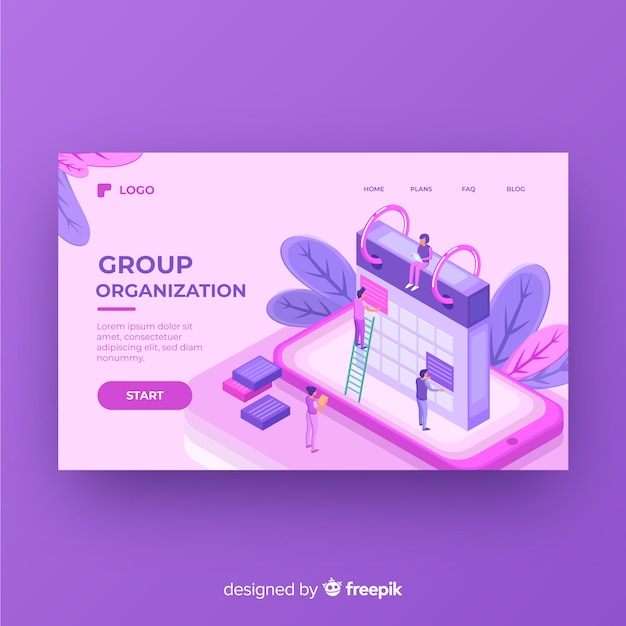 Vector gratuito landing page de organización de grupo