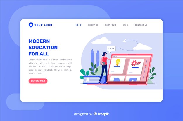 Landing page plana concepto e-learning