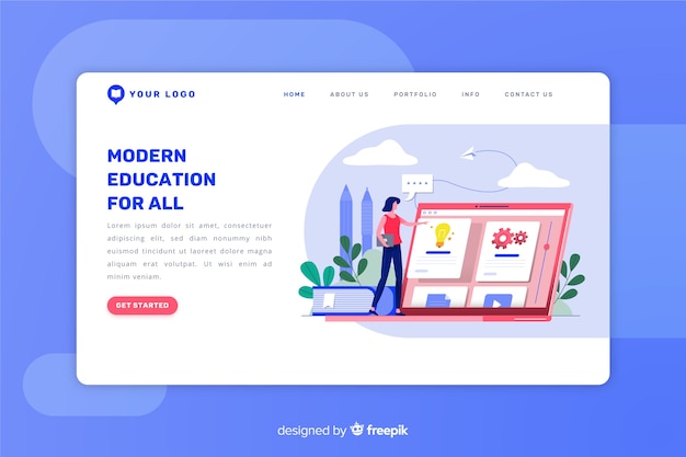 Landing page plana concepto e-learning