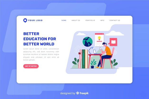 Landing page plana concepto e-learning