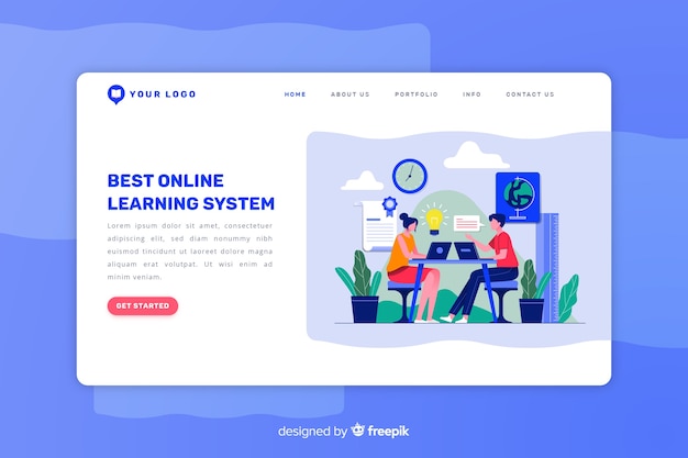 Landing page plana concepto e-learning