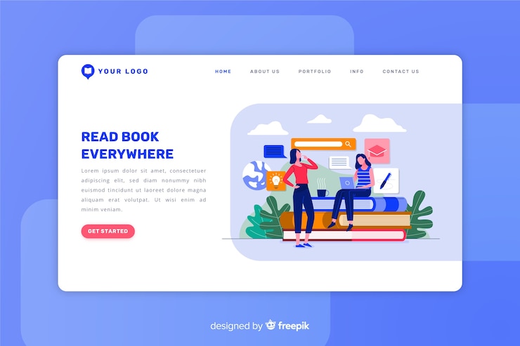 Vector gratuito landing page plana concepto e-learning