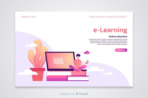 Landing page plana concepto e-learning