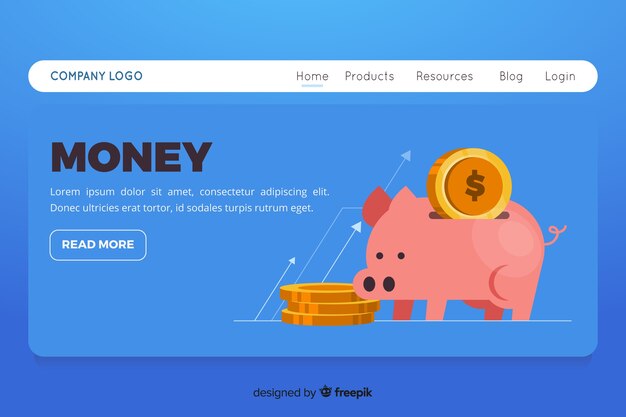 Landing page plano dinero