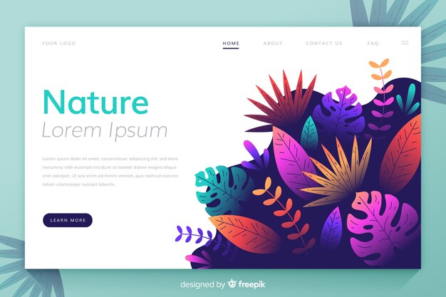 Landing page plantas dibujadas a mano