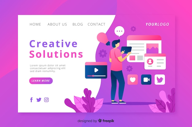 Vector gratuito landing page de proceso creativo