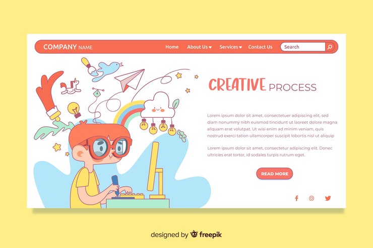 Vector gratuito landing page de proceso creativo