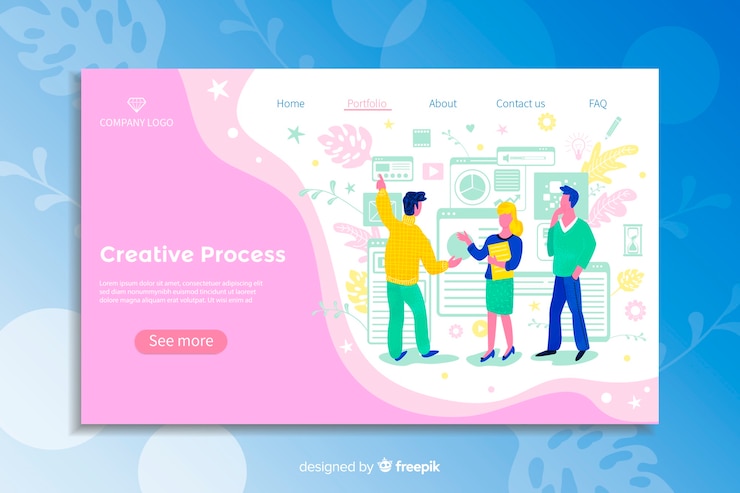 Vector gratuito landing page de proceso creativo