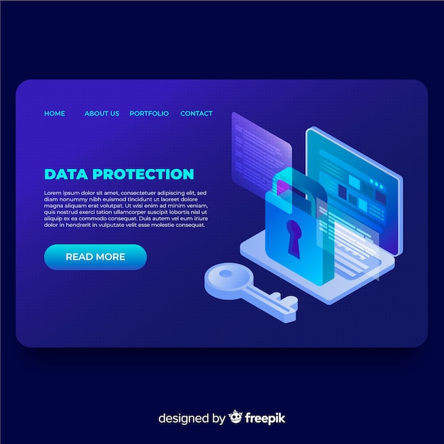 Vector gratuito landing page de protección de datos