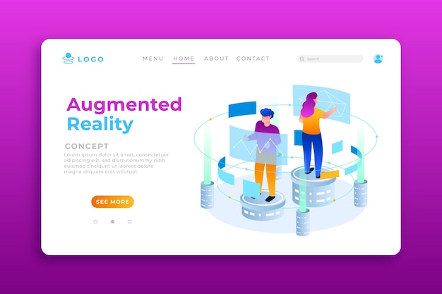 Vector gratuito landing page de realidad aumentada con ilustraciones