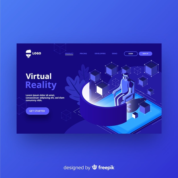 Vector gratuito landing page de realidad virtual