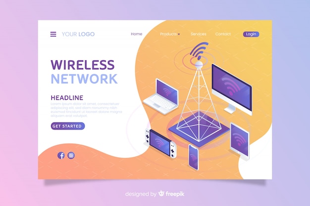 Vector gratuito landing page de redes inalámbricas
