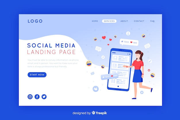 Vector gratuito landing page de redes sociales