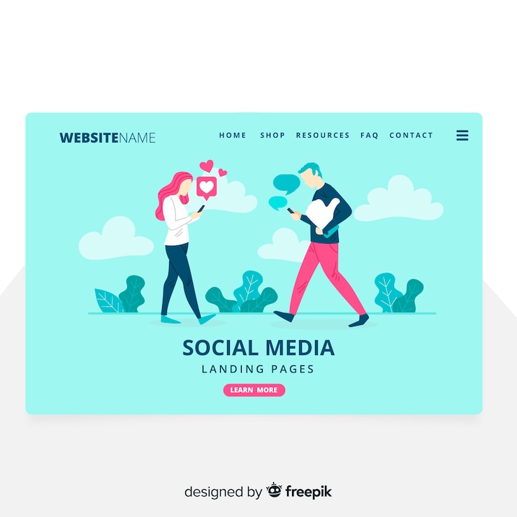 Vector gratuito landing page de redes sociales