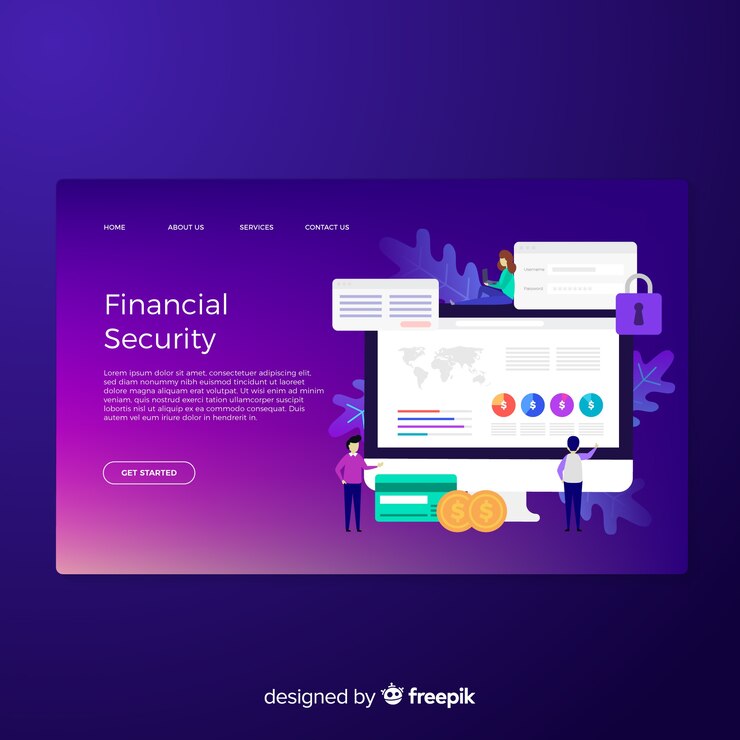 Vector gratuito landing page de seguridad financiera