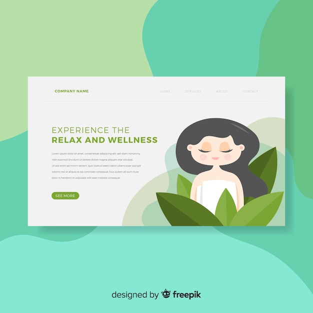 Landing page de spa con una mujer