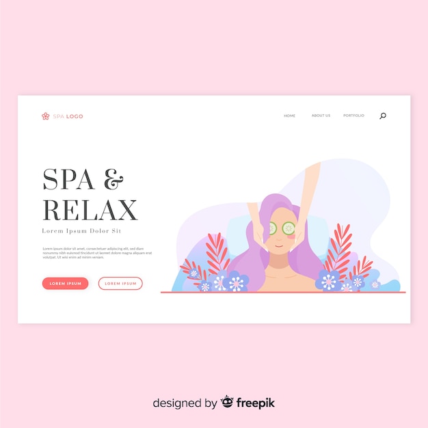 Vector gratuito landing page de spa