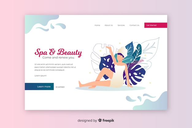 Vector gratuito landing page de spa