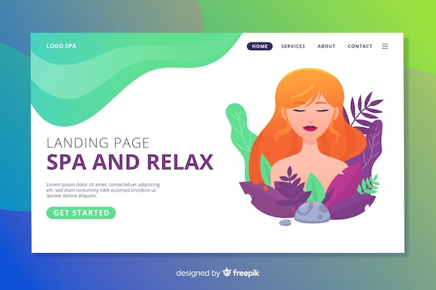 Vector gratuito landing page de spa