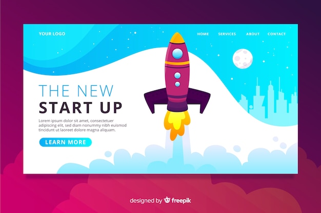 Vector gratuito landing page de startup