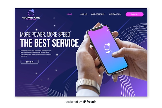 Landing page de tecnología con foto