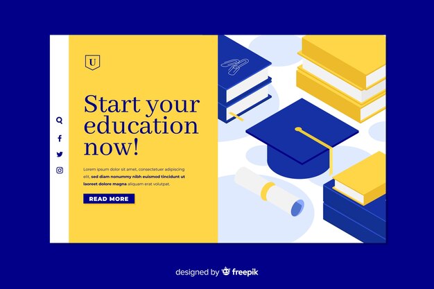 Landing page de universidad en isométrico