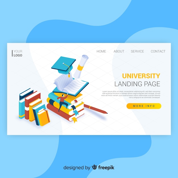 Vector gratuito landing page de universidad en isométrico