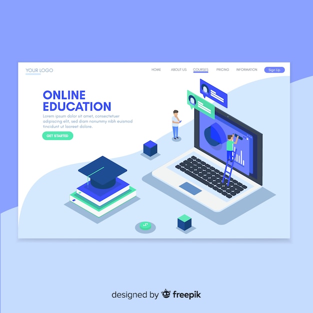 Landing page de universidad en isométrico