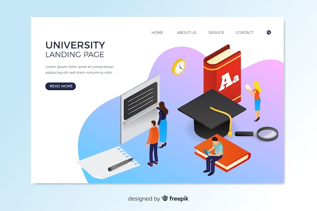 Landing page de universidad en isométrico