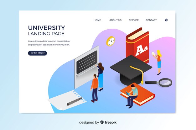 Landing page de universidad en isométrico