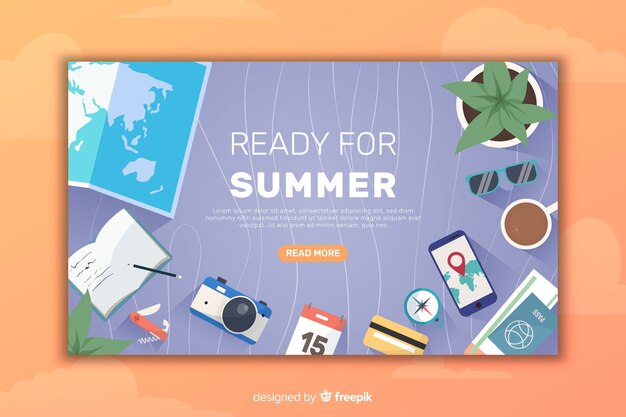 Landing page de viaje en diseño plano