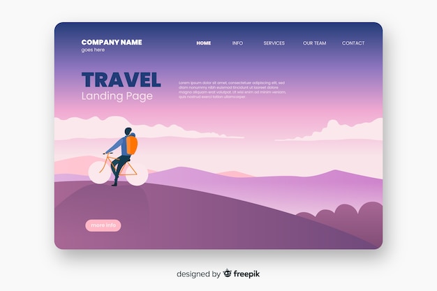 Landing page de viaje en diseño plano