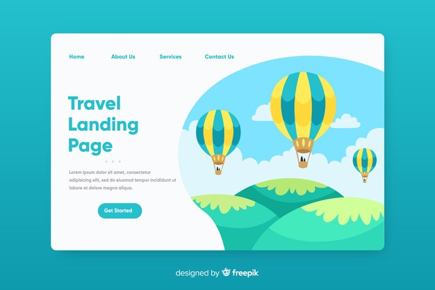 Landing page de viaje en diseño plano