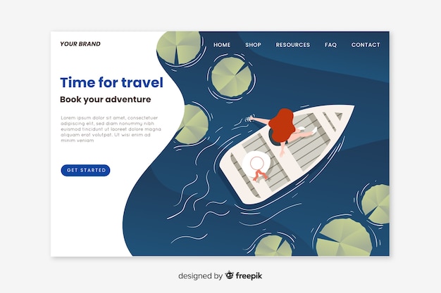 Vector gratuito landing page viaje diseño plano