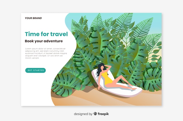 Landing page viaje diseño plano