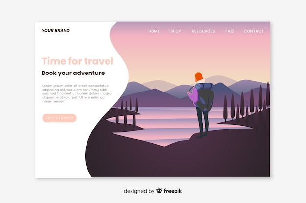 Vector gratuito landing page viaje diseño plano