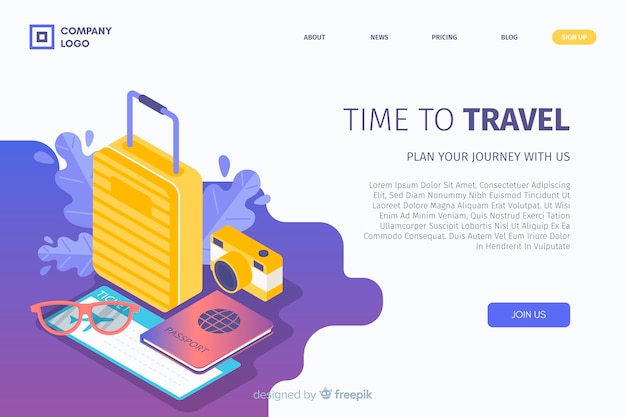 Vector gratuito landing page de viaje en isométrico