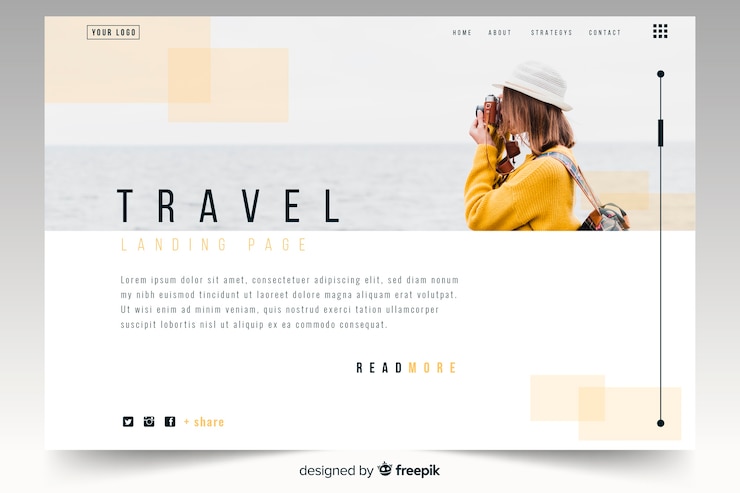 Vector gratuito landing page de viajes con foto