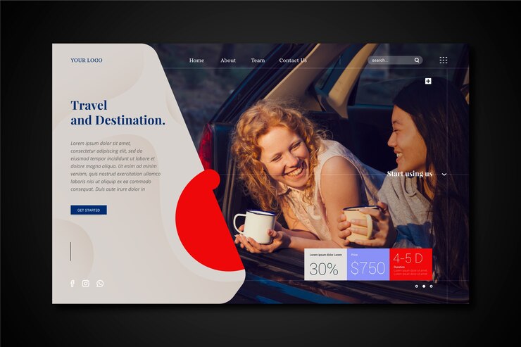 Vector gratuito landing page de viajes con foto