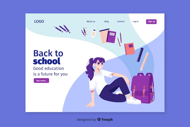 Vector gratuito landing page de la vuelta al cole